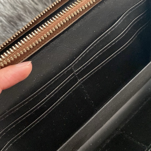 Faux leather hazelnut double-zippered compartment wristlet clutch wallet - Picture 16 of 17